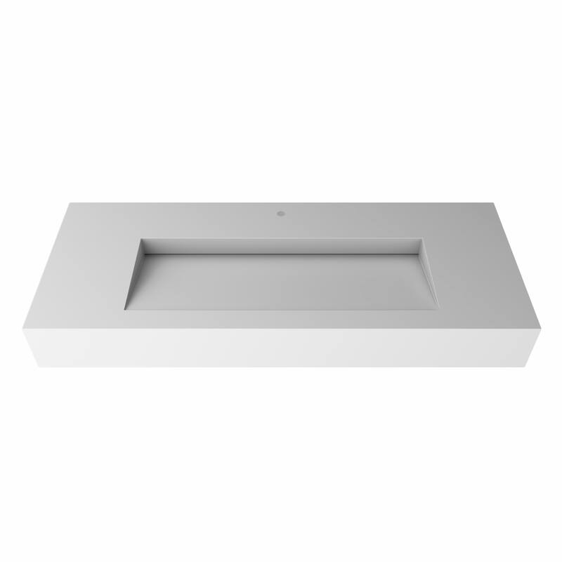 Pyramid Solid Surface Wall-Mounted Bathroom Sink - 48" - White
