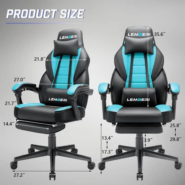 dimension image slide 3 of 8, BOSSIN Racing Style Gaming Chair,300 lbs Big and Tall gamer chair High Back Computer Chair