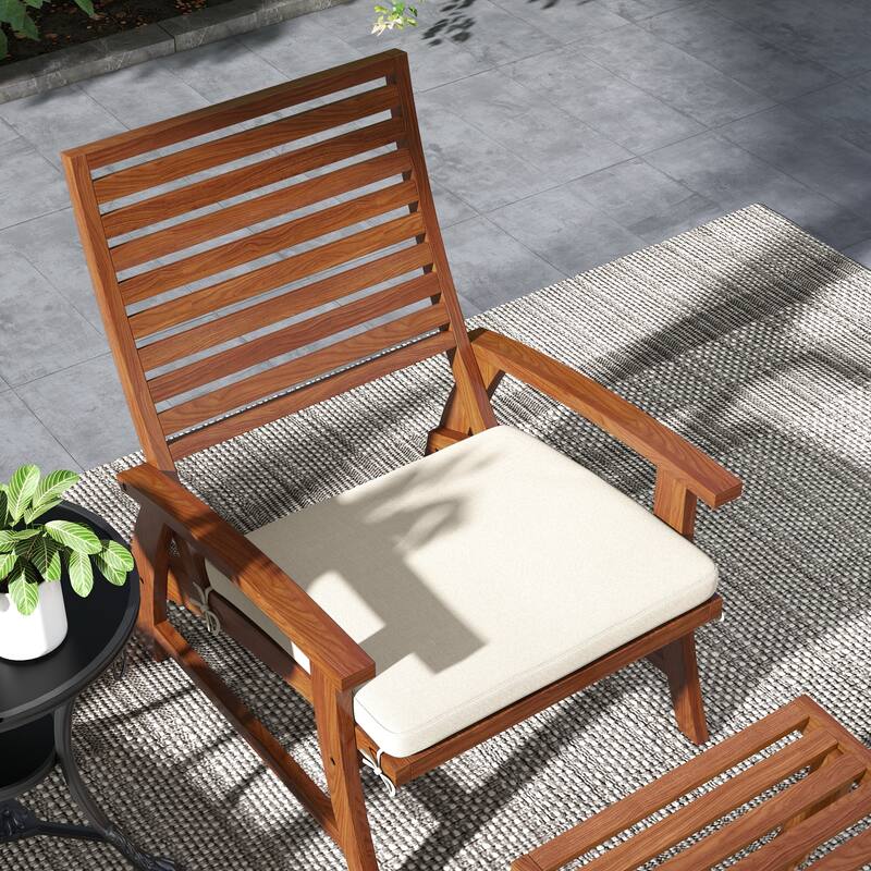 4 Piece Acacia Wood Garden Furniture Set with Chairs and Footstools Cushioned Outdoor Patio Seating for Garden and Patio