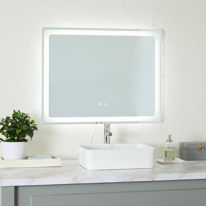 Glass Anti Fog Mirror with LED Light - Silver - Roche River Decor