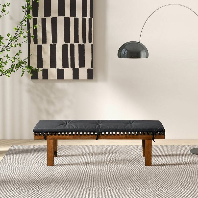 Lucia Bench in Black PU Leather