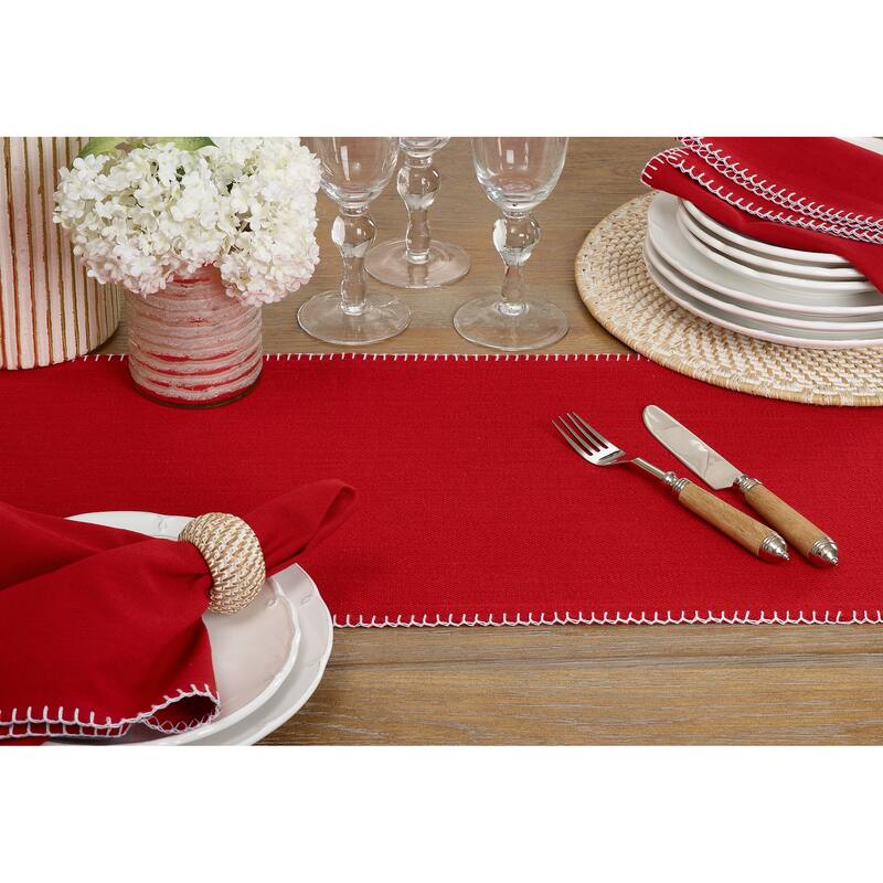 Celena Collection Whip Stitched Design Cotton Table Runner