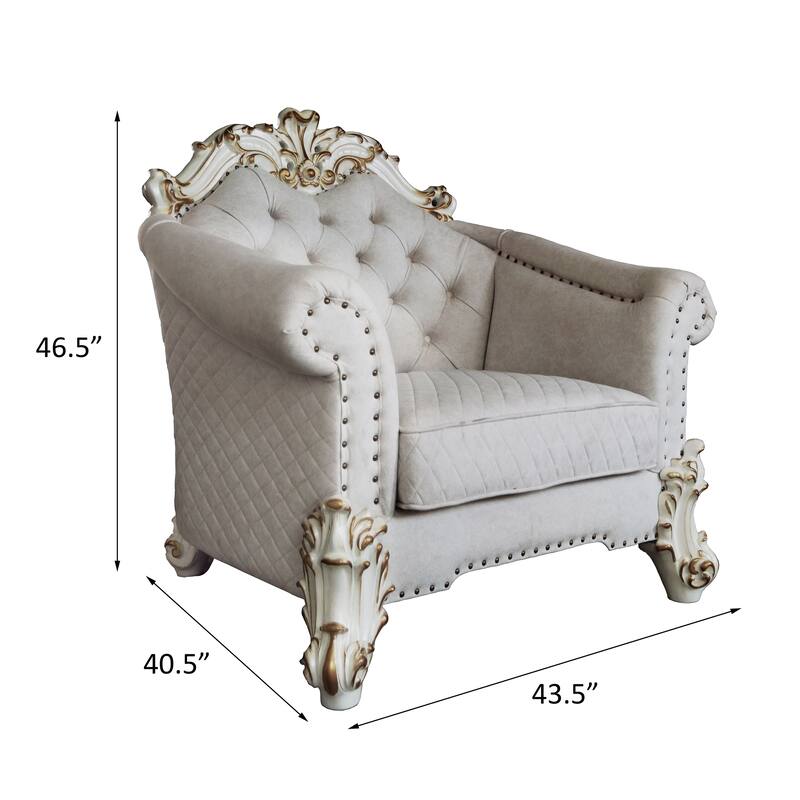 Casada Two Tone Ivory and Antique Pearl Chair with 2 Pillow