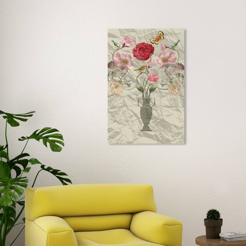 Wynwood Studio Canvas Floral and Botanical Rainforest Arrangement Red and Modern & Contemporary Wall Art Canvas Print - 30 x 20