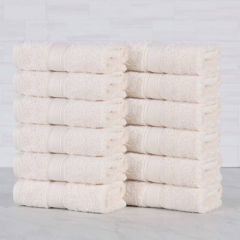 Superior Oregon Organic Cotton Solid Face Towel/Washcloth, Set of 12 - Ivory