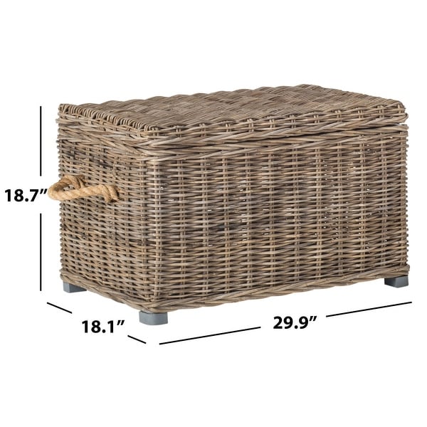 SAFAVIEH Salim Grey Natural Rattan Storage Trunk - 29.9" W x 18.1" L x 18.7" H