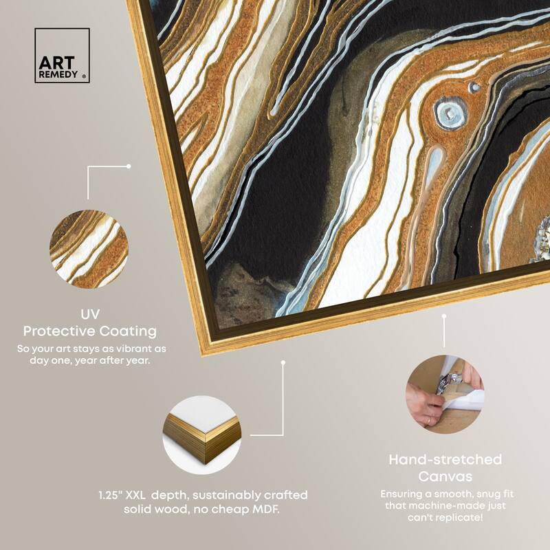 Art Remedy Black And Gold I Framed Mineral, Agate & Geode 1 Piece Canvas Wall Art