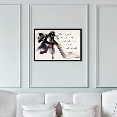 Oliver Gal 'Give a Girl' Fashion and Glam Framed Wall Art Prints Shoes - White, Black