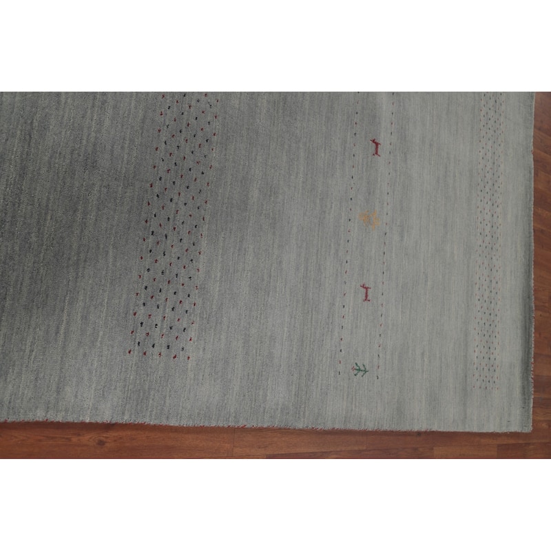 Gabbeh Indian Area Rug Handmade Tribal Blue Wool Carpet - 6'10"x 9'9"