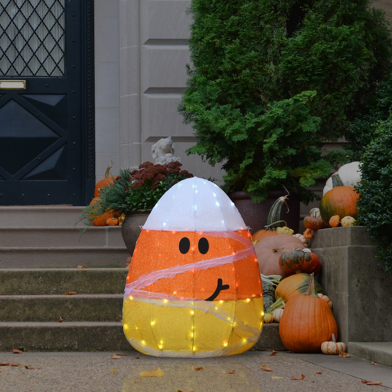 National Tree Company Halloween Pre-Lit Candy Corn Mummy Outdoor Decoration, LED Lights, 28 Inches