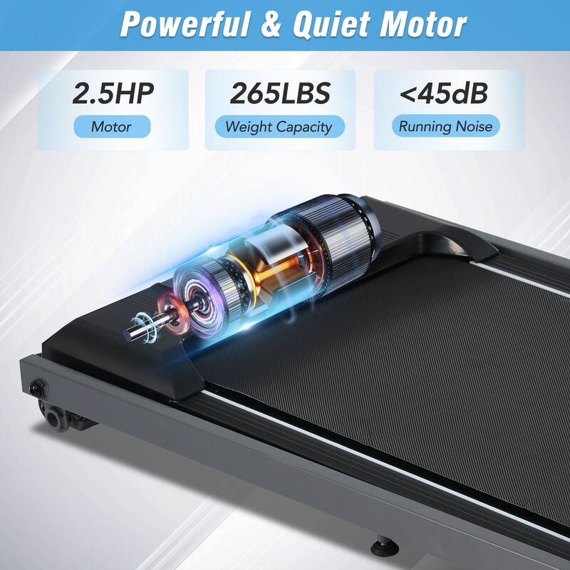 Folding Treadmills Walking Pad Treadmill-2.5HP Walking Treadmill With Incline 0.5-7.5MPH 265LBS Capacity Treadmill