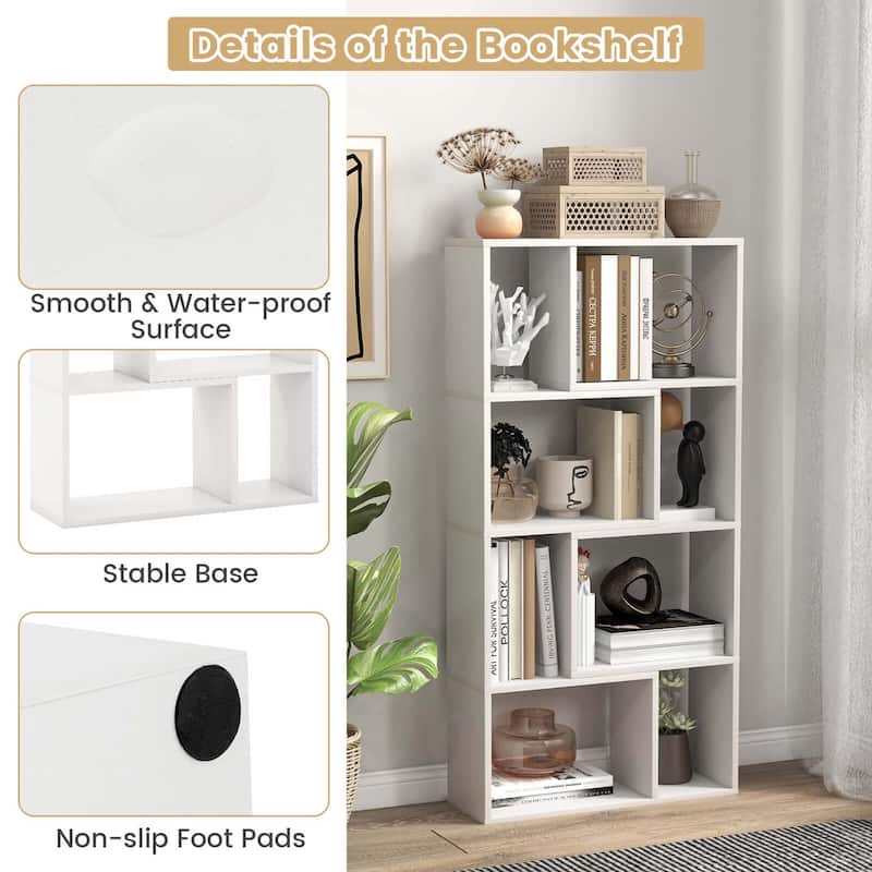 Costway 48" Geometric Bookshelf Open-back Bookcase with 8 Cubes 2 - See Details