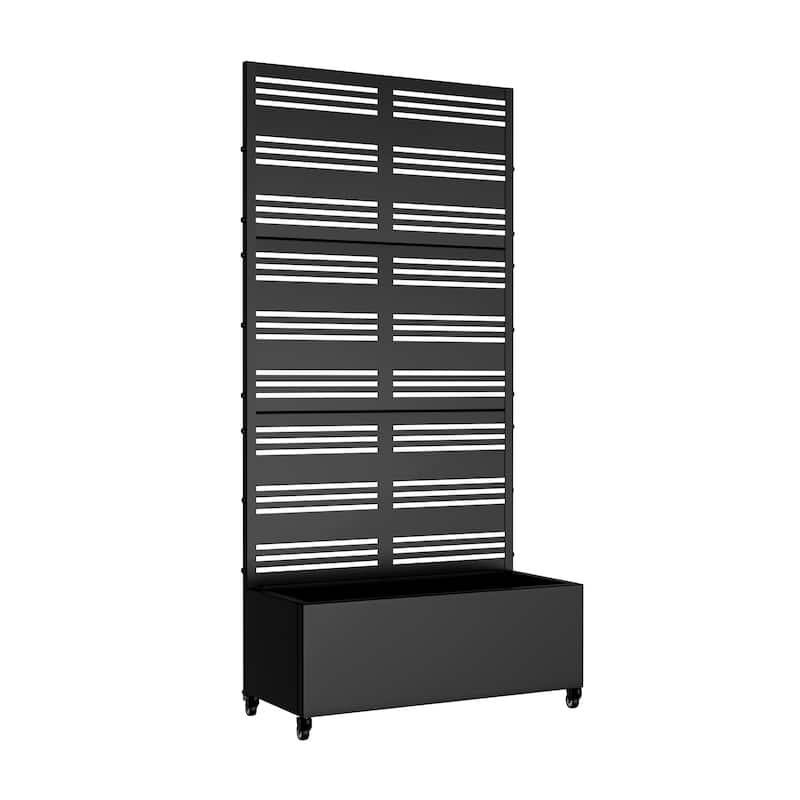 Metal Movable Planter Box with Trellis Privacy Screen Planter Box with Lockable Wheels