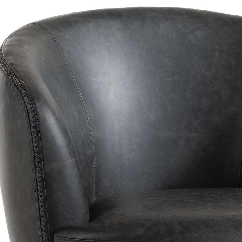 Swivel Barrel Chair For Living Room, Upholstered Faux Leather Accent Chairs
