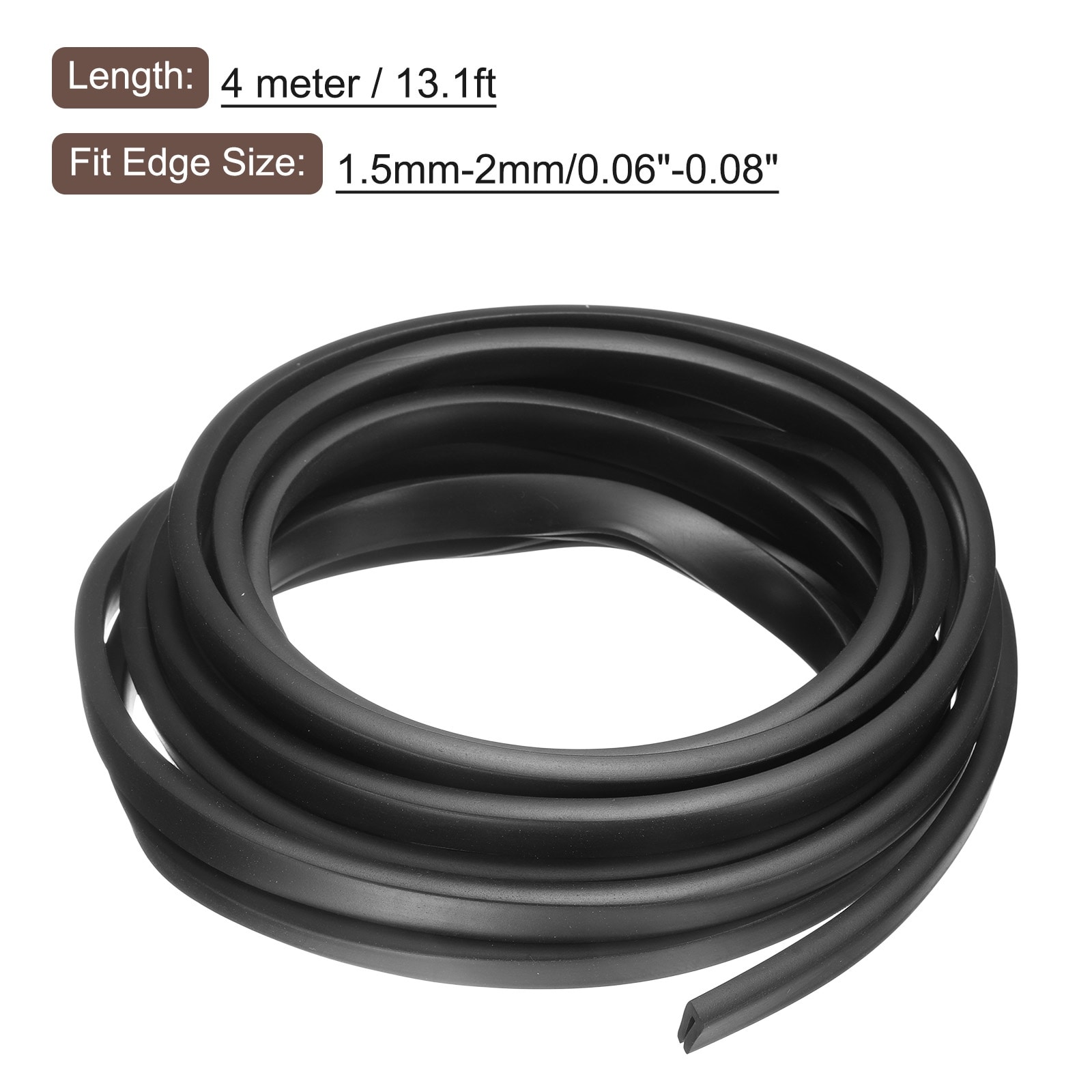 U Channel Edge Trim, Rubber Guard Seal Strip Edge Protector Flat Type - Black