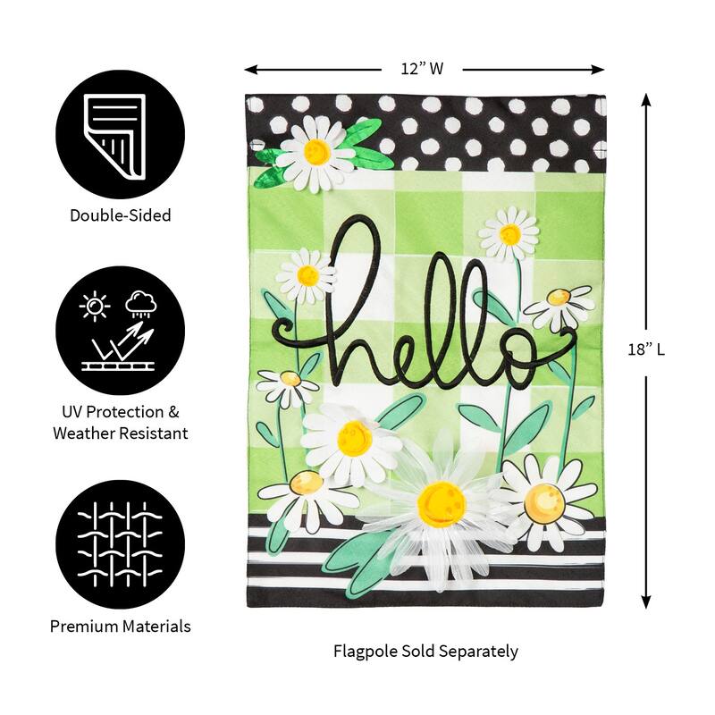Hello Daisy Linen Garden Flag