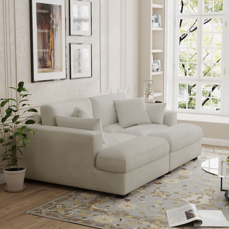 Modern Corduroy Modular Sectional Sofa Chaise Couch Bed