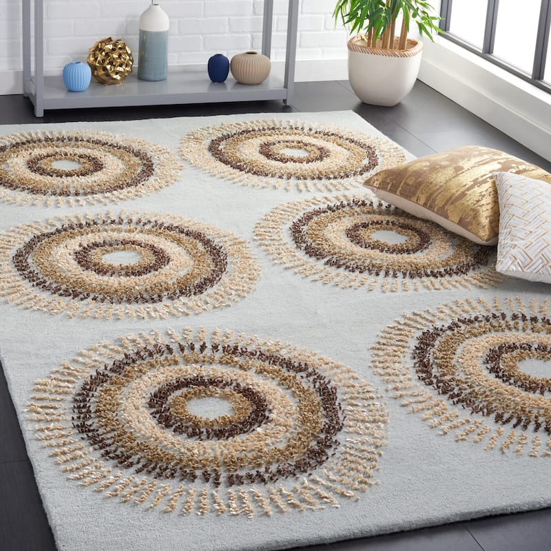 SAFAVIEH Handmade Soho Breann Deco Wool Rug - 3'6" x 5'6" - Light Blue/Multi