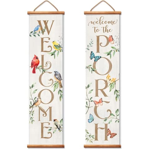 Nature's Welcome Reversible Indoor/Outdoor Vinyl Welcome Sign 44.5 by 11 Manufactured in the USA Durable Easily Wipes Clean
