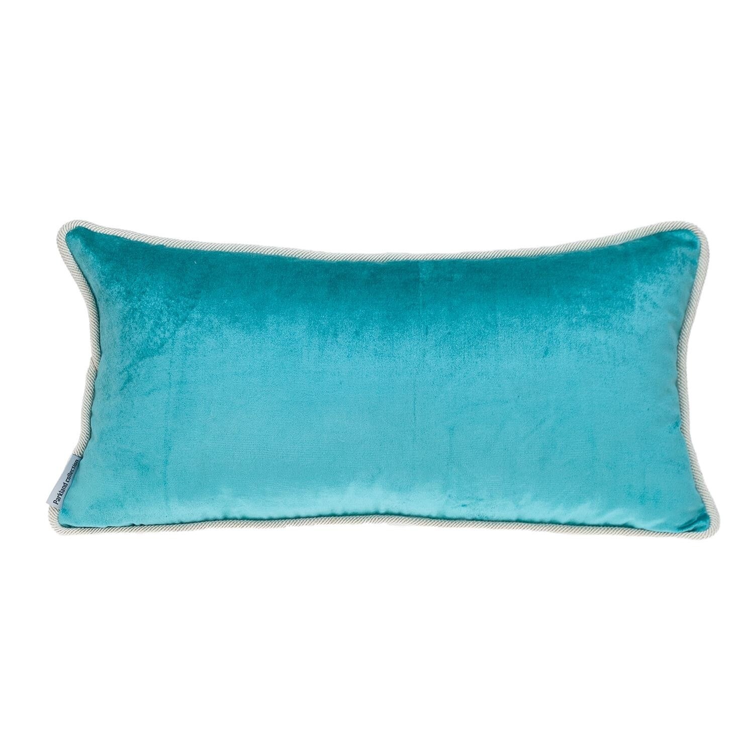 Reversible Royal and Aqua Lumbar Velvet Throw Pillow Multi