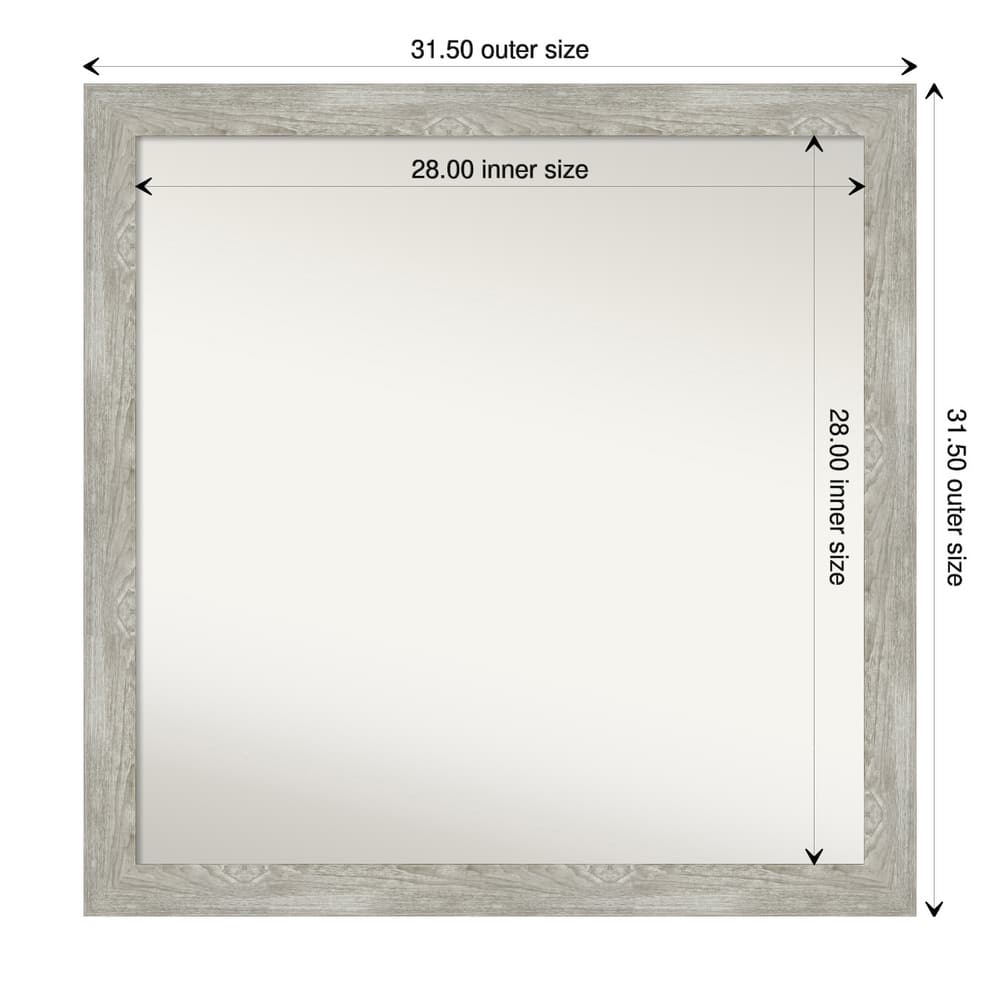 Dove Greywash Narrow Framed Non-Beveled Custom Wall Mirror, Bathroom Vanity Mirror