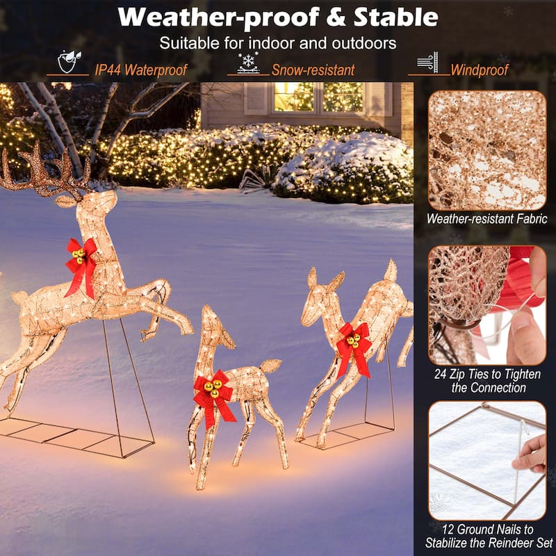 Costway 3 PCS Lighted Christmas Reindeer Family Set Holiday Decoration - See Details