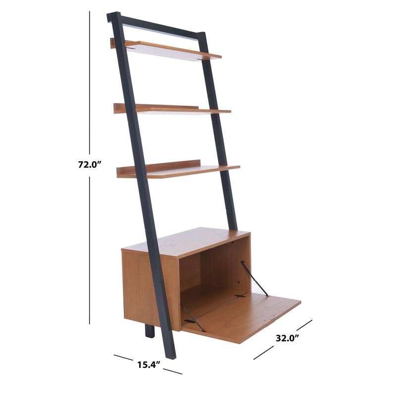 SAFAVIEH Fadime Natural/Charcoal 3-Shelf 1 Door Etagere - 32" W x 15.4" L x 72" H - 32Wx15Dx72H
