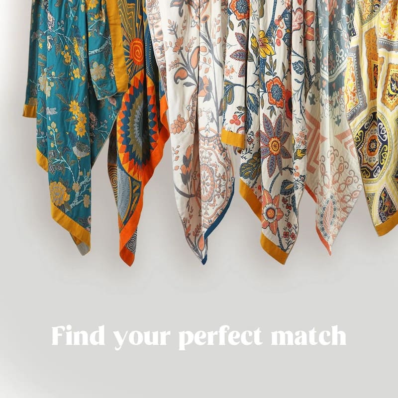 100% Cotton Boho Floral Thermal Breathable Jacquard Throw Blankets