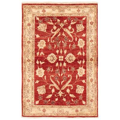 ECARPETGALLERY Hand-knotted Peshawar Oushak Dark Red Wool Rug - 4'0 x 6'0