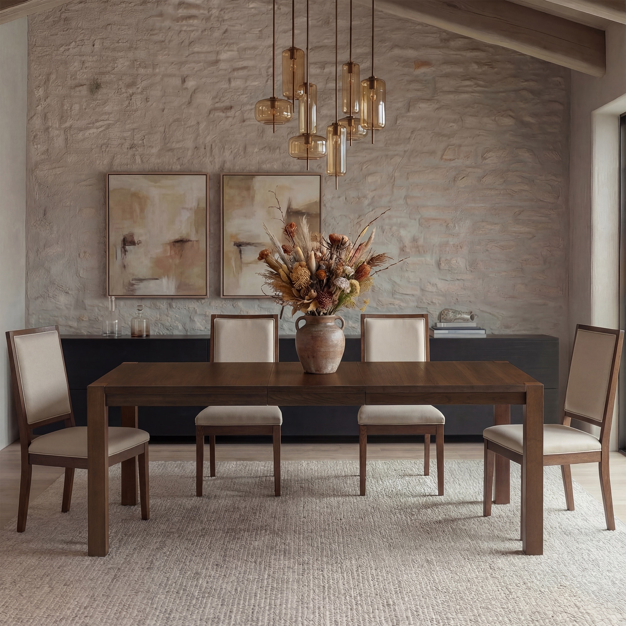 Modern Linen Cushioned Dining Chair, Fully Upholstered Accent Chair