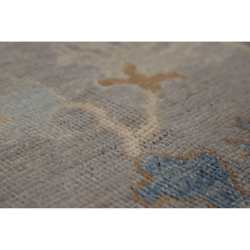 Hand Knotted Oriental 100% Wool Carpet Transitional All-Over Greys & Charcoal Oushak Area Rug - 12' 4'' X 9' 3''