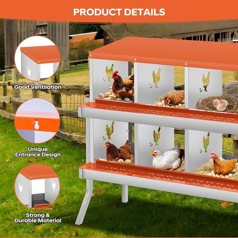 10 Compartment Nesting Box, Chicken Laying Box, with Bracket Legs