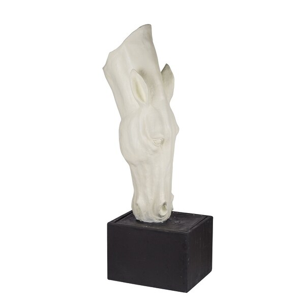 62" Magnesium and Plastic White Horse Head Outdoor Planter - N/A
