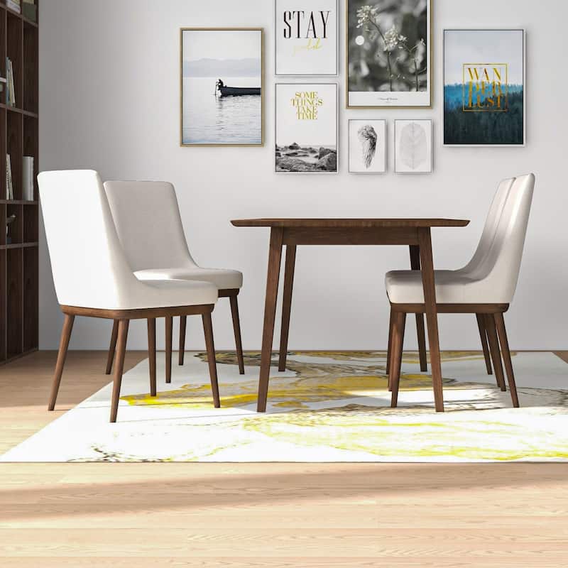 Aston Modern Solid Wood Walnut Dining Table and 4 Chairs Set