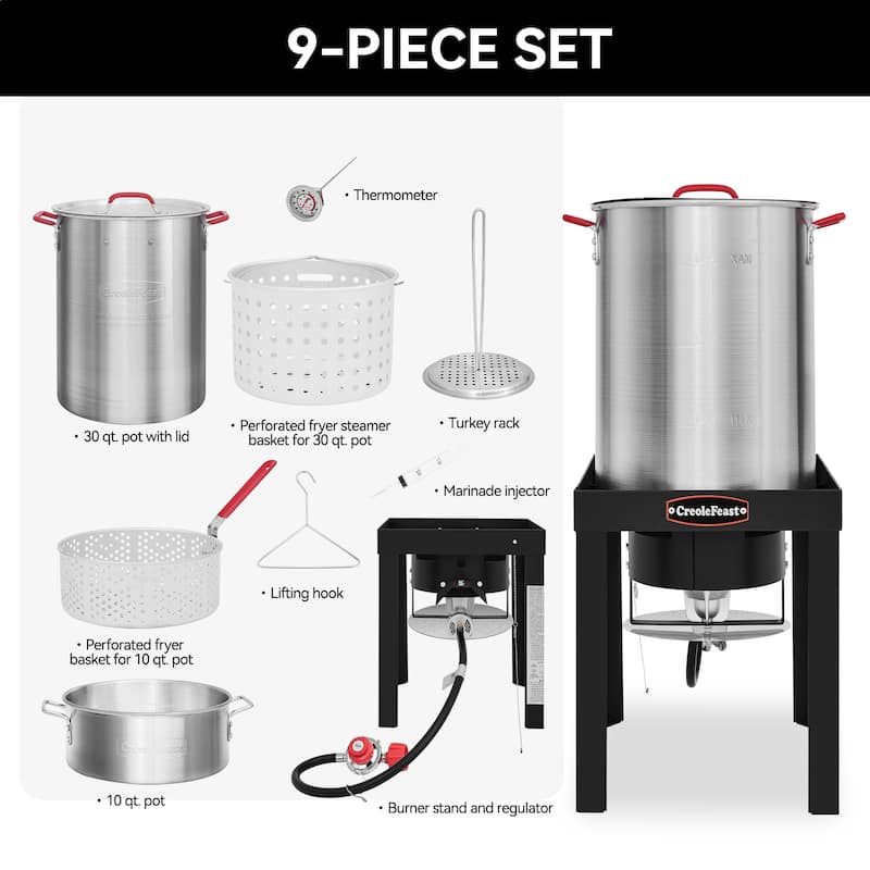 Creole Feast,Silver Aluminum Turkey Fryer Boiler Set