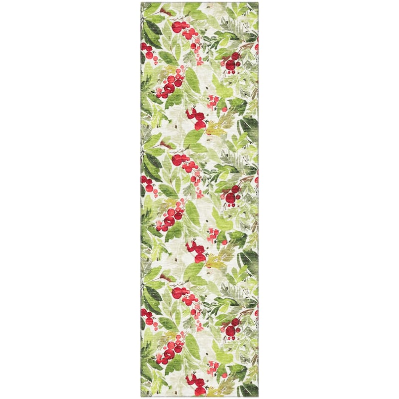 Premium Washable Super Soft Christmas Holly Mayfield Rug