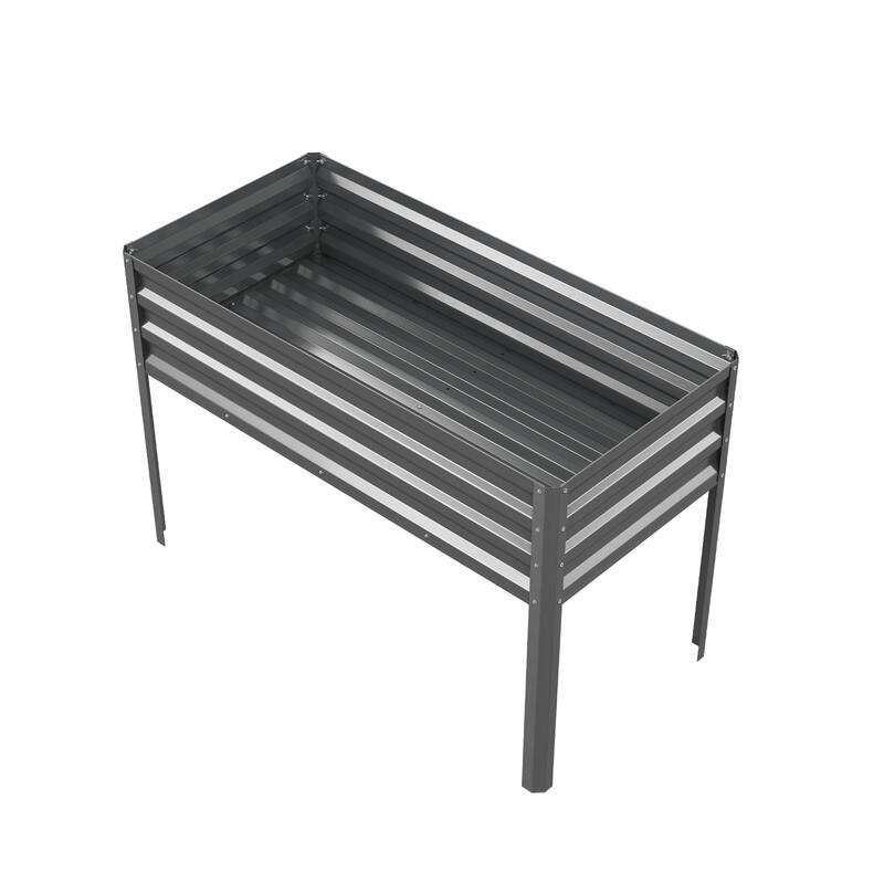 Meyreso 48" x 30" x 20" Galvanized Raised Garden Bed with Legs, Metal Elevated Planter Box, Rust-Resistant, Safety Edging
