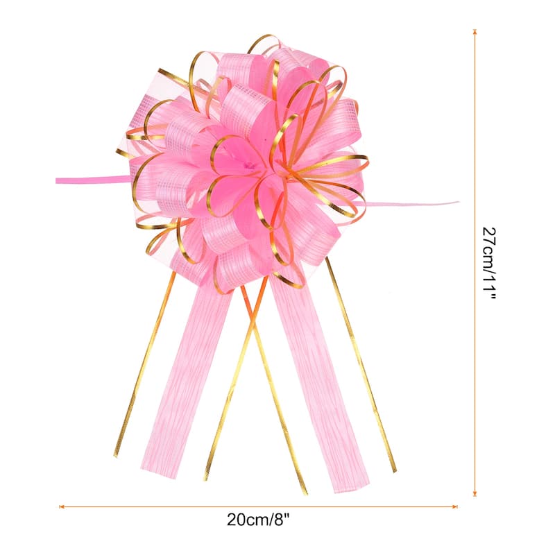 20pcs Large Pull Bow Gift Wrapping Bows Ribbon Organza - Pink - 8 Inch