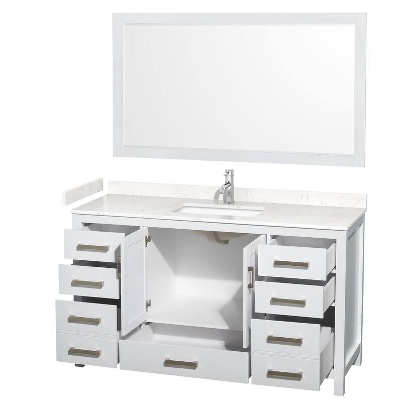 Wyndham Collection Sheffield 60" Single Bathroom Vanity, Carrara