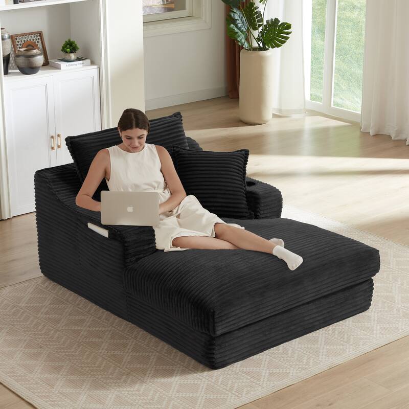 47.24 Inch Modern Comfortable Cushioned Sofa for Living Room, Bedroom, Office, Black