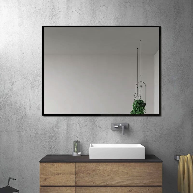 Venta Modern Black Framed Wall Mirror with Dual Mounting Brackets