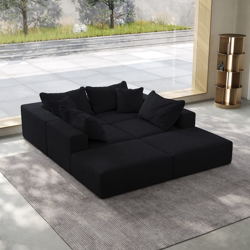 Modern 162-Inch Modular L-Shaped Sectional Sofa Set Free Combination Sofa Couch with 6 Pillows for Living Room Bedroom