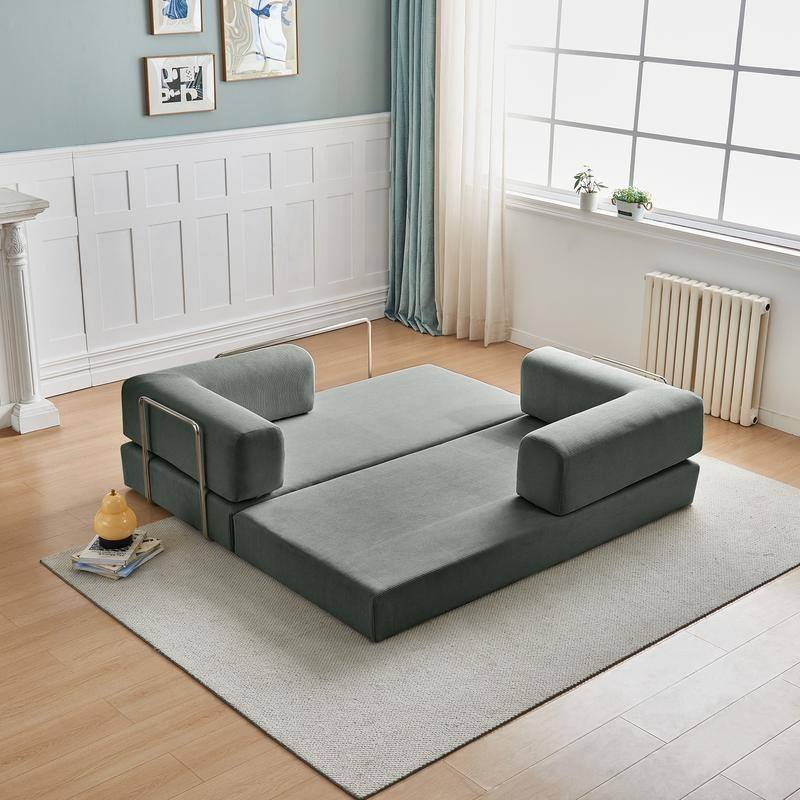 3-Seater Corduroy Sofa Bed, Multi-Functional Compact, Easy Assembly