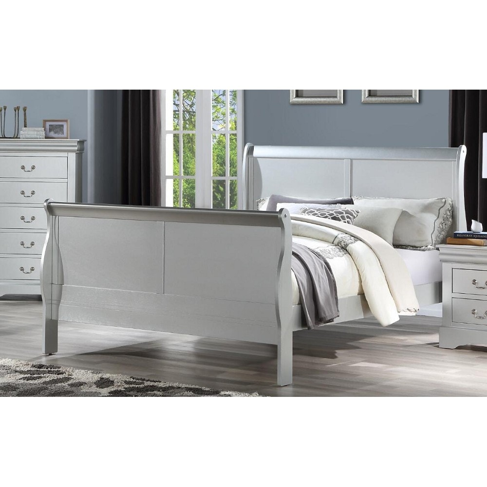Louis Philippe III Eastern King Bed Sleigh Bed in Platinum with  Headboard&Footboard - Bed Bath & Beyond - 36920749