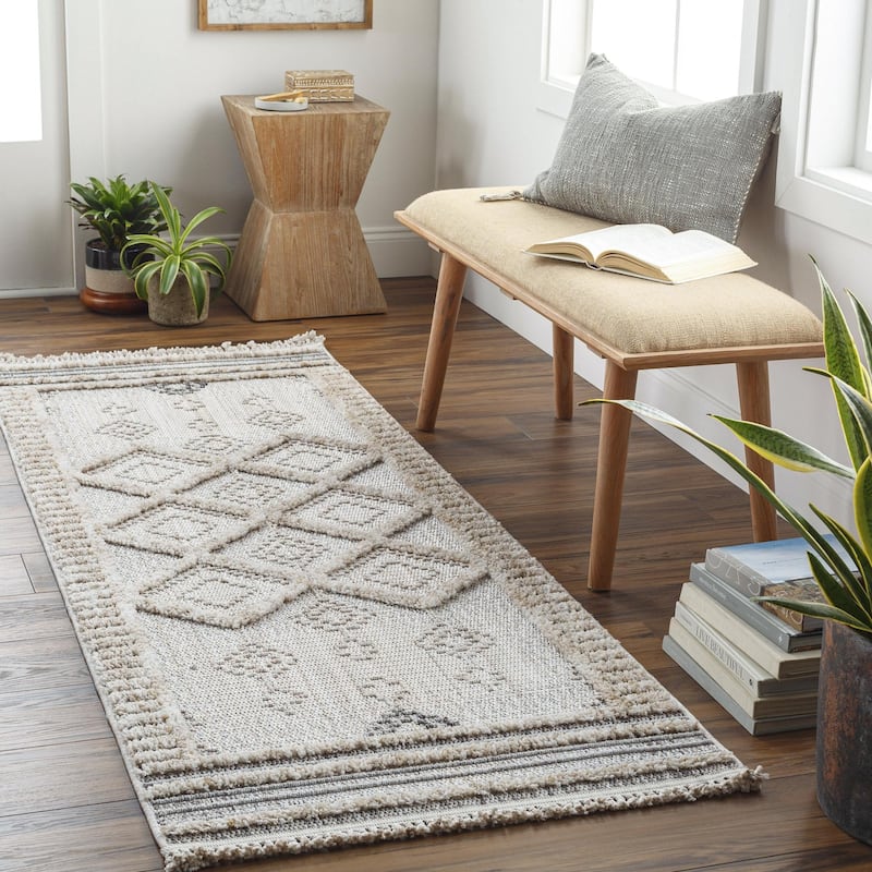 Livabliss Transitional Zaragoza Tribal Area Rug - 2'7" x 7'3" - Grey/Beige