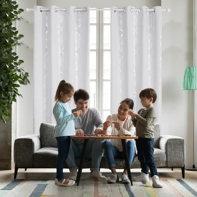 Deconovo Blackout Silver Wave Curtains(2 Panel)