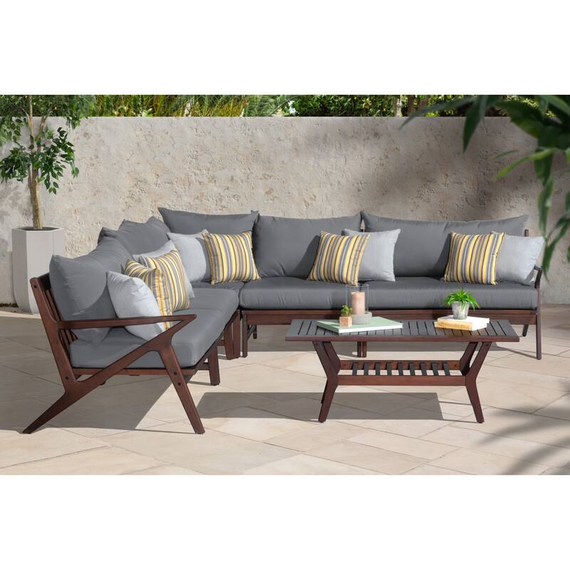 Vaughn 6 Piece Sunbrella Outdoor Patio Sectional with Table