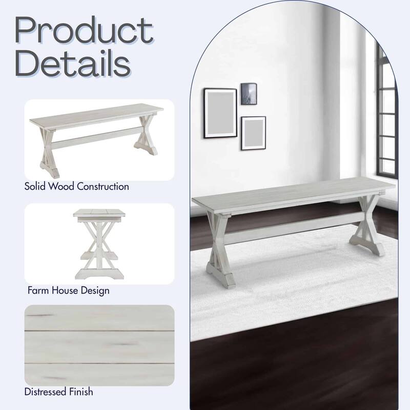 Jamestown Backless Wood Dining Bench