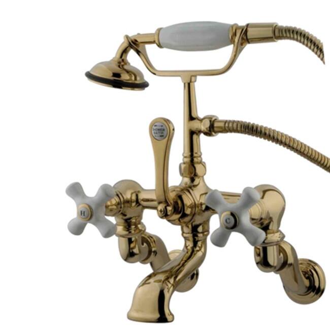Kingston Brass Vintage Wall Mounted Clawfoot Tub Filler with Personal - Polished Brass