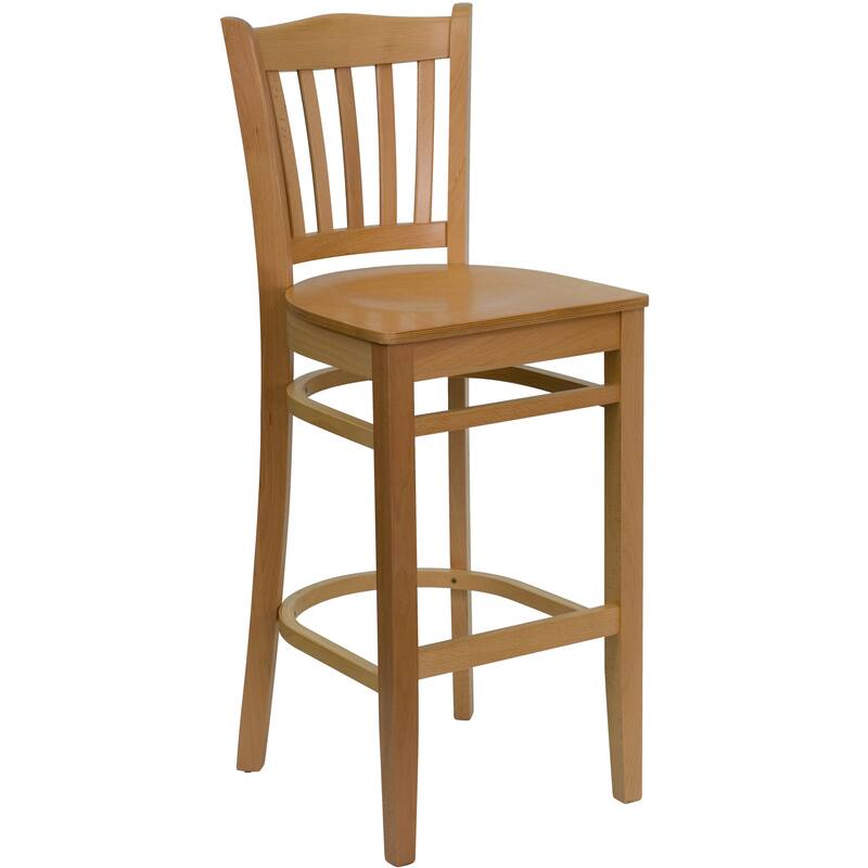 2Pk Vertical Slat Back Wood Restaurant Barstool - Hospitality Seating